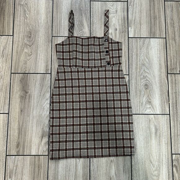 Forever 21 Dress Medium Academia Preppy Bodycon Gingham Plaid Short School Girl - Picture 1 of 9
